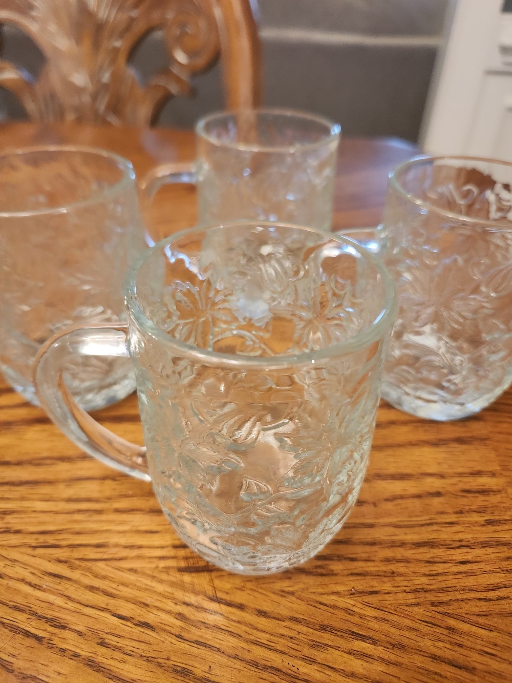 Clear Embossed Lead Crystal Glass Mugs - Set of 4